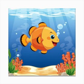 Cartoon Fish Under The Sea Canvas Print