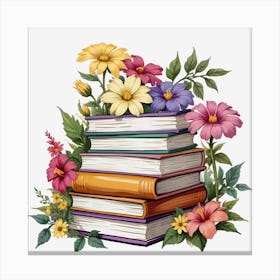 Books With Flowers 5 Canvas Print