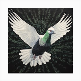 Ohara Koson Inspired Bird Painting Dove 4 Square Canvas Print