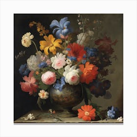 Flowers In A Vase, Paulus Theodorus Van Brussel 2 Canvas Print