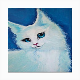 White Cat With Blue Eyes Canvas Print