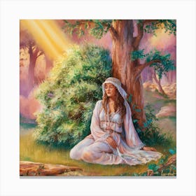 Woman Sitting Under A Tree Canvas Print