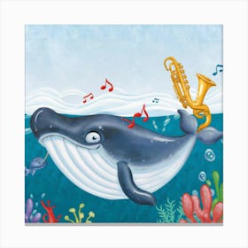 Whimsical Whales Orchestra Jam Print Art Canvas Print