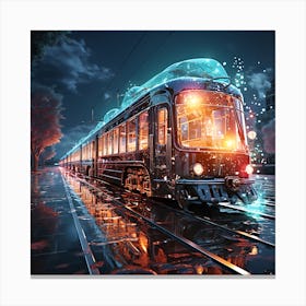Travel By Night Train Canvas Print