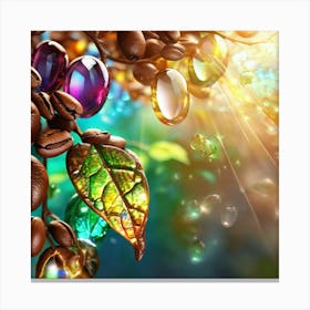 Coffee Beans With Jewels Canvas Print