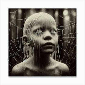 Child Covered In Spider Webs Canvas Print