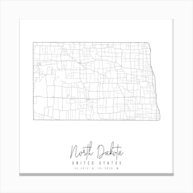 North Dakota Minimal Street Map Square Canvas Print