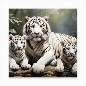 White Tiger Family Canvas Print