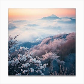 Cherry Blossoms Over Fuji Canvas Print