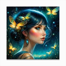 Girl With Butterflies Canvas Print