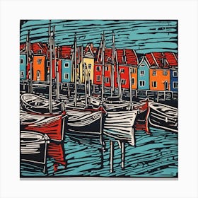 Boats In Harbour Canvas Print