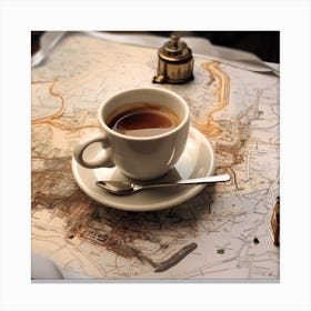 Coffee On A Map Canvas Print