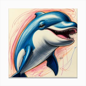 Dolphin Drawing 19 Canvas Print