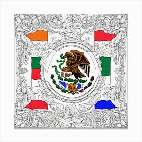 Mexico Flag Coloring Page 5 Canvas Print