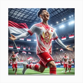 Indonesia Soccer Player Celebrating 2 Canvas Print