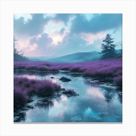 Purple Field At Sunset Canvas Print