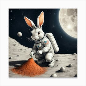 Rabbit On The Moon 13 Canvas Print