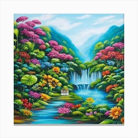 Waterfall In The Jungle 2 Canvas Print
