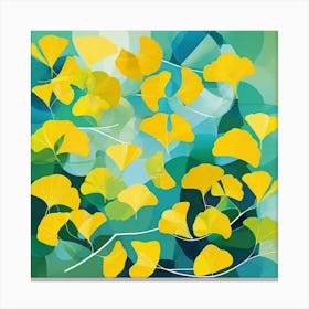 yellow Ginkgo Leaves art Canvas Print