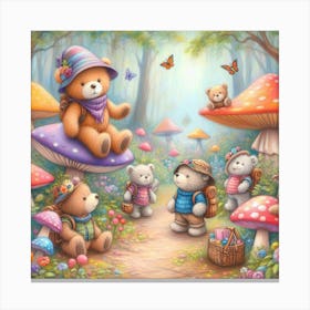 Teddy Bears In The Forest 3 Canvas Print