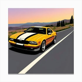 Sleek Racer with Stripes in High Definition Canvas Print