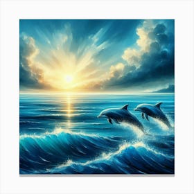 Dolphins In The Ocean 3 Canvas Print