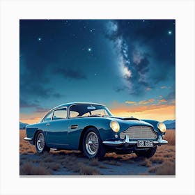 Aston Martin Db4 Gt Surrounded By A Striking Watercolor Night Sky Canvas Print