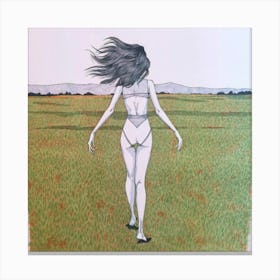 Girl In A Field 6 Canvas Print