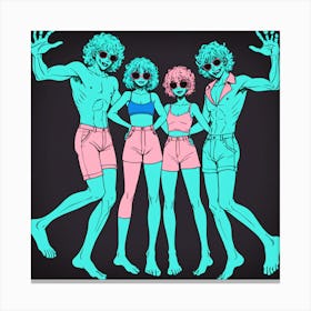 Group Of People In Swimsuits Canvas Print