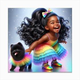 Little rainbow and dog Canvas Print