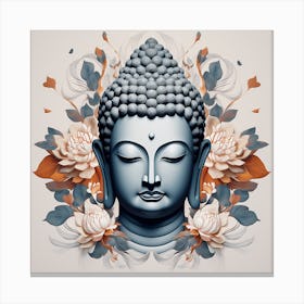 Buddha Head With Flowers Canvas Print