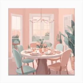Pastel Pink Dining Room Canvas Print