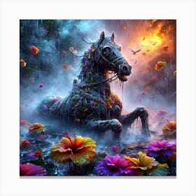 Horse In The Rain Canvas Print