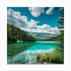 Blue Lake In The Mountains 16 Canvas Print