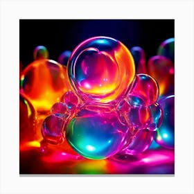 Glow Shapes Neon Bright Color 3d Fluid Bubbles Luminous Vibrant Vivid Radiant Flowing G (7) Canvas Print