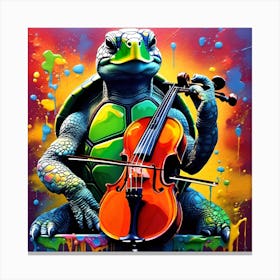 Turtle Playing Violin 1 Canvas Print