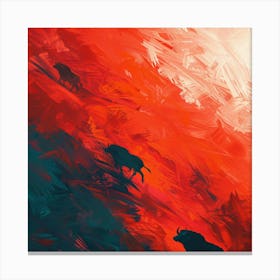 Bisons In The Sunset Canvas Print