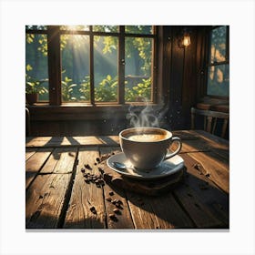 Coffee Cup On A Wooden Table 5 Canvas Print