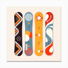 Retro Snowboards Square Canvas Print