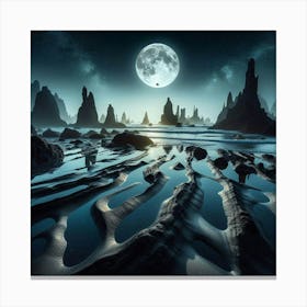 Moonlight Over The Ocean Canvas Print