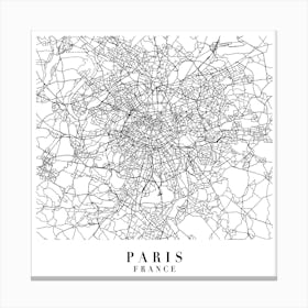 Paris France Street Map Minimal Square Canvas Print
