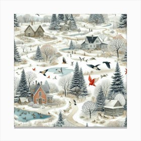 Cozy Winter Village Canvas Print