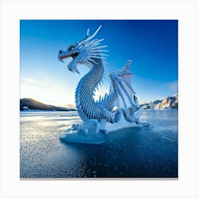 Firefly Majestic Ice Dragon Above Frozen Lake 73580 (2) Canvas Print