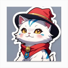 Cute Cat With Hat Canvas Print