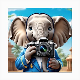 Elephant With A Camera Canvas Print