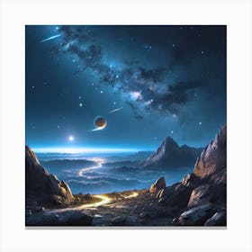 Landscape With Starry Sky Canvas Print
