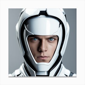 3d Dslr Photography, Model Shot, Man In Future Wearing Futuristic Suit, Digital Helmet Beautiful Detailed Eyes, Professional Award Winning Portrait Photography, Zeiss 150mm F 2 Canvas Print