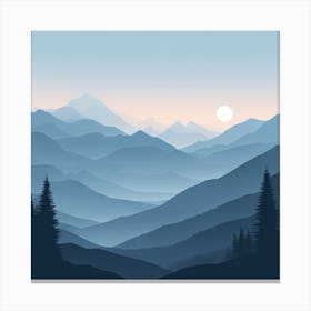 Misty mountains background in blue tone 27 Canvas Print
