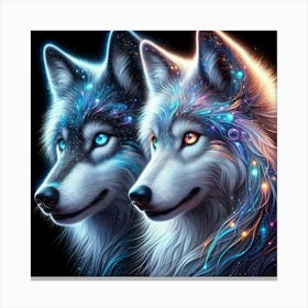 Electric Fantasy Wild Wolf Face 6 Canvas Print