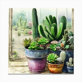 Cacti And Succulents 12 Canvas Print